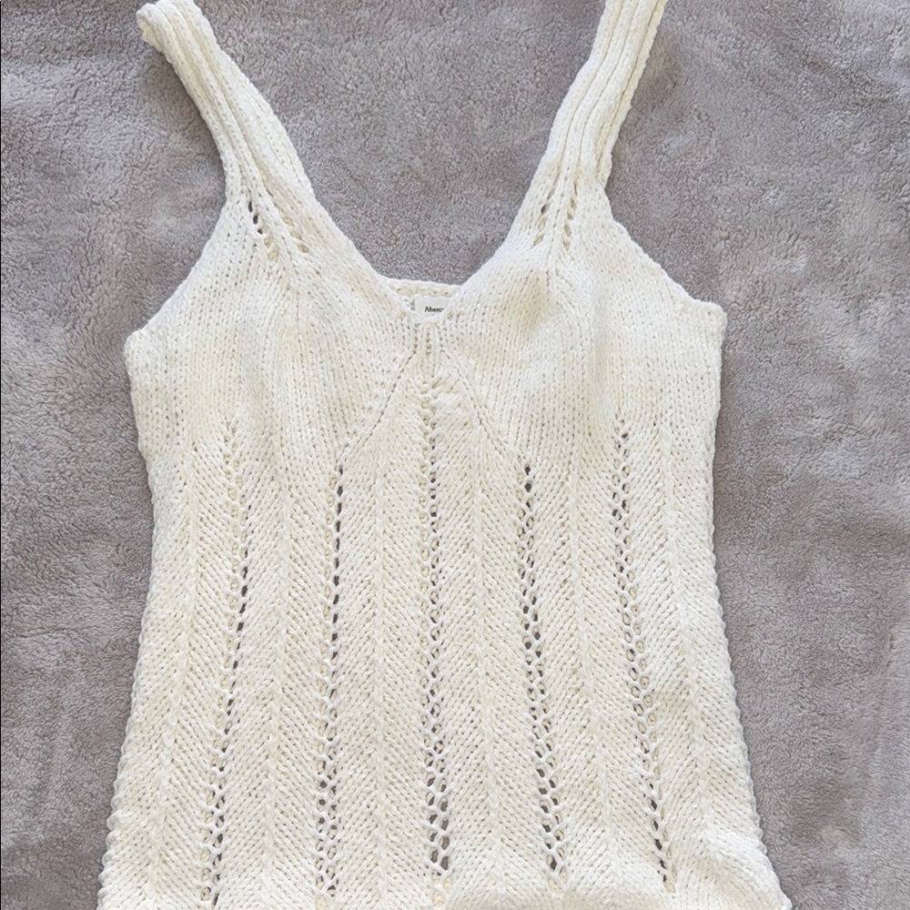 Abercrombie & Fitch Cream Ribbed Tank Top